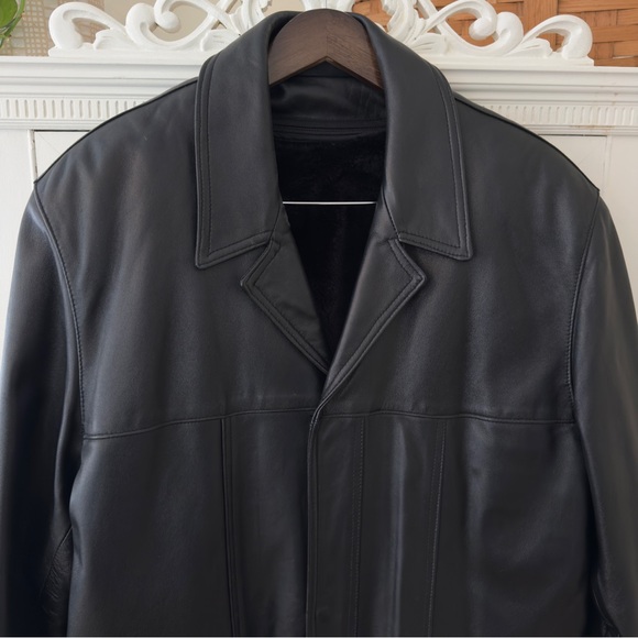Vintage Men’s Leather Faux Fur Lined Coat - Picture 2 of 12